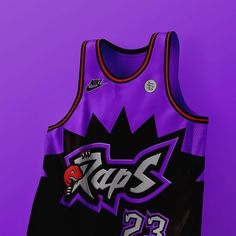 a purple and black basketball jersey with the word rapps on it