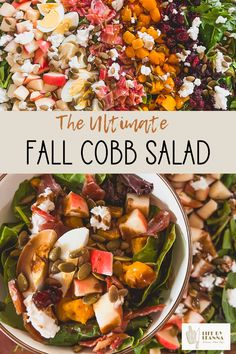 the ultimate fall cobb salad with apples, carrots and feta cheese