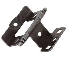 pair of black iron door hinges on white background