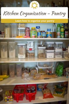 an organized pantry with the words kitchen organization day 1 the pantry