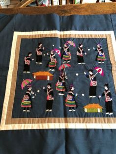 MEDIUM HMONG STORY CLOTH DEPICTING NEW YEARS CELEBRATION | eBay Hmong New Year, New Years Celebration, Paj Ntaub, Hmong Clothes, Animal Embroidery, New Year Celebration, Eu Flag, Country Flags, Borders