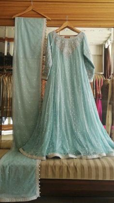 Long Shirt With Plazo, Indian Reception Dress, Beautiful Dupatta, Dupatta Design, Indian Reception, Reception Gown, Long Frock, Pakistani Fancy Dresses, Baby Blue Color