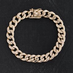 The vintage curb link bracelet to rule them all! This super heavy, super hefty (a hair under 99 grams) is a rare one for us, as most are between 6.50-7.50" in length. This one is 9" - perfect for a man's wrist, or even a woman who likes to wear her bracelets on the loose side. The links are big and bold, but lays flat - making it very comfortable on the wrist. Solid 18kt yellow gold 9" in length Links are 11.3mm wide Numbered. Modern Mens Rings, Art Jewelry Earrings, Bespoke Rings, Antique Watches, Antique Engagement, Antique Engagement Rings, Mens Band, Vintage Band, Men's Rings