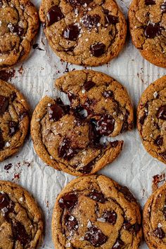 chocolate chip cookies with sea salt sprinkled on top