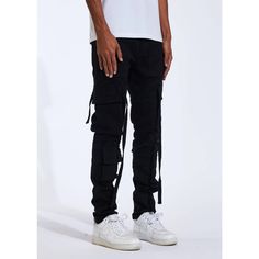 * Crysp Denim Men's Cargo Jeans * Skinny Fit * Stretch Fabric * Cargo Pockets * Side Straps * 32" Inseam * 97% Cotton, 3% Spandex * Imported * Mpn Crysphol21-32 * Msrp $80 Fitted Cargo Style Jeans For Streetwear, Fitted Ripped Cargo Jeans For Streetwear, Black Utility Distressed Jeans, Black Distressed Utility Jeans, Fitted Dark Wash Cargo Pants For Streetwear, Urban Fitted Cargo Jeans For Streetwear, Fitted Techwear Jeans For Streetwear, Techwear Style Fitted Jeans For Streetwear, Ripped Utility Cargo Jeans For Streetwear