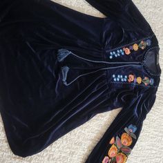 Never Worn New Dress Excellent Condition. Blue Bohemian Embroidered Mini Dress, Blue Embroidered Bohemian Mini Dress, Embroidered Blue Bohemian Mini Dress, Blue Embroidered Dress For Fall, Casual Blue Long-sleeved Embroidered Dress, Blue Embroidered Fall Dress, Zara Bohemian Long Sleeve Mini Dress, Zara Bohemian Floral Embroidered Dresses, Zara Bohemian Embroidered Dress