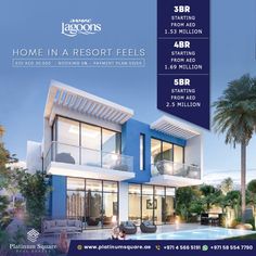 an advertisement for a luxury home in a resort