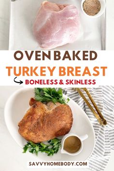 turkey breast and boneless skin on a white plate