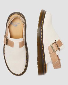 Jorge II Suede & Leather Slingback Mules in Parchment Beige | Dr. Martens Fall Shoes Dressy, Doc Marten Slingback Mule, Cute Girly Shoes Sneakers, Fall 2024 Shoes, Fall Shoes 2024, Sister Missionary Shoes, Casual Fall Shoes, Women’s Shoes, Cute Fall Shoes