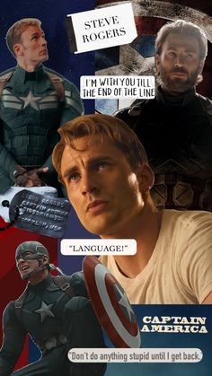 captain america collage with captioning from the movie