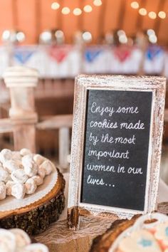 there is a sign that says enjoy some cookies made by the most important women in our lives