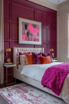 Fuschia Bedroom, Burgundy Room, Funky House, Decor Ideas For Living Room, Pink Bedroom Ideas, Home Decor Cozy, Bedroom Interiors, Cozy Home Decor