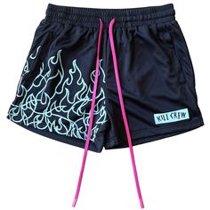 MUAY THAI FLAME SHORTS (MID THIGH CUT) - BLACK / TEAL - Kill Crew Nike Hoodie Outfit, Wax Tips, Kill Crew, Kickboxing Workout, Gym Fits, Workout Fits, Special Clothes, Workout Outfit, Basketball Shorts