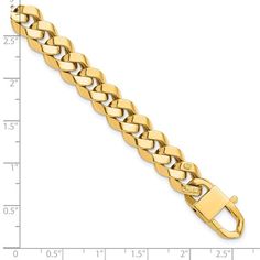 Sutble yet bold. This polished 9.5mm curb chain bracelet is nothing short of luxury. Clasped with a lobster lock for security and shine. Modern Chunky Chain Cuban Link Bracelet, Formal Cuban Link Chain Bracelet, Formal Cuban Link Bracelet With Chunky Chain, Formal Chunky Cuban Link Bracelet, Formal Cuban Link Chain Bracelet With Lobster Clasp, Formal Cuban Link Bracelet, Curb Chain Bracelet, Curb Chain, Chain Bracelet