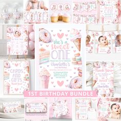 the first birthday bundle includes pink and white items