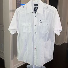 Button Up Men Shirt!Large Marc Ecko White Shirt!No Stains.Still Looks Brand New! Grey Polo Shirt, Mens Button Up, Men Shirt, Long Sleeve Jersey, Fitted Skirt, Cut Shirts, Henley Shirts, Tweed Jacket, Dye T Shirt