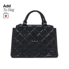 in stock Luxury Black Tote Satchel, Steve Madden Black Purse, Black Juicy Couture Bag, Black Satchel With Zipper Closure For On-the-go, Luxury Black Satchel With Turn-lock Closure, Satchel Handbags, Purse Accessories, Black Handbags, Steve Madden