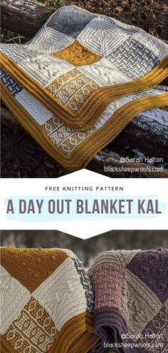 two pictures showing different patterns for blankets