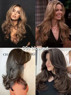 Haircut Inspo For Thick Wavy Hair, Layers With Blowout, 90s Blowout Medium Hair, 90s Blowout Hair Long, Layered 90s Haircut, Eid Hairstyles, Big Loose Curls, Aesthetic Hairstyles, Hair Inspiration Long