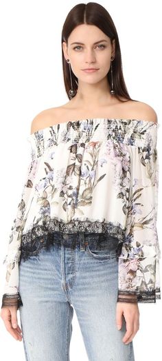 Nicholas Iris Floral Off Shoulder Blouse Flower Print Blouse, Coachella Fashion, Floral Crop Tops, Floral Print Blouses, Crop Blouse, 2016 Fashion, Print Blouse, Rebecca Minkoff, Off Shoulder Blouse