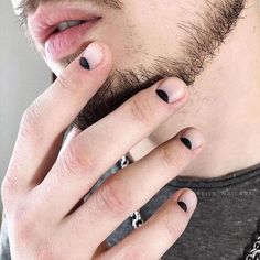 Male Nails, Mens Manicure, Men Nail Polish, Short Nail Manicure, Minimalist Nail Art, Black Nail Designs