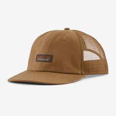 Adjustable, mid-crown work hat featuring a brim built of NetPlus® 100% recycled fishing nets. The crown and bill fabric is a blend of recycled polyester, organic cotton and hemp—one of the world’s most durable natural fibers. Made in a Fair Trade Certified™ factory. | Patagonia Tin Shed Hat in Coriander Brown - Outdoor Hats - Hemp/Organic Cotton/Recycled Polyester Growing Cotton, Work Hat, Mesh Headband, Tin Shed, Fishing Nets, Outdoor Hats, Blue Hat, Drip Dry, Adjustable Hat