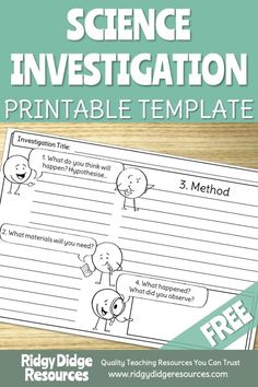 the science investigateion printable template for students to use in their homeschool