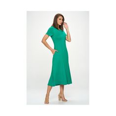 Our Jenesis T-Shirt Dress is perfect for both casual and dressier occasions with its relaxed yet flattering silhouette. Whether you're heading out for a casual brunch date or running errands, this short sleeve t-shirt midi dress with pockets is your go-to choice. Pair it with sneakers or sandals for a laid-back look or dress it up with heels and accessories for a more sophisticated ensemble. Made in USA. Material: 95% Rayon Modal 5% Spandex. Machine washable. Casual Green A-line Midi Dress, Casual Stretch Midi Dress In Solid Color, Spring Casual Midi Length T-shirt Dress, Casual Midi Length T-shirt Dress For Spring, Casual Crew Neck Midi Dress, Casual Fitted Plain Midi Dress, Casual Relaxed Fit Midi Dress, Casual Summer T-shirt Dress, Midi Length, Casual Green Knee-length Midi Dress