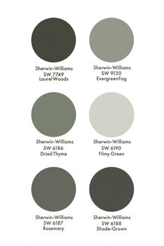 the different shades of gray and white paint in each color, from dark to light green