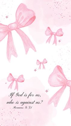 pink bows and stars on a white background with the words god is for us, she is against us?