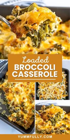 loaded broccoli casserole with cheese on top