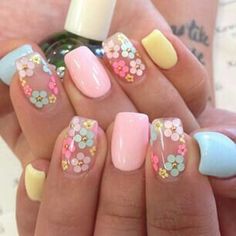 Easter Nail Ideas Easter Nail Art Designs, Easter Nail Designs, Easter Nail Art, Baby Rosa, Spring Nail Art, Summer Acrylic Nails, Easter Nails, Nail Designs Spring, Floral Nails