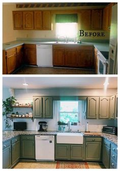 before and after pictures of a kitchen remodel