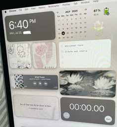 a computer screen showing the time and calendars for different things to see on it