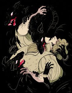 an illustration of two women in the dark with their hands on each other's shoulders