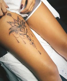 Pin by salim CKGS on Tattoo | Thigh tattoos women, Leg tattoos women, Hip thigh tattoos Lace Thigh Tattoos, Feminine Thigh Tattoos, Mandala Tattoos For Women, On Tattoo, Muster Tattoos