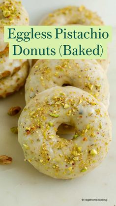 eggless pistachio donuts baked with lemon zest