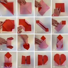 step by step instructions on how to make origami hearts for valentine's day