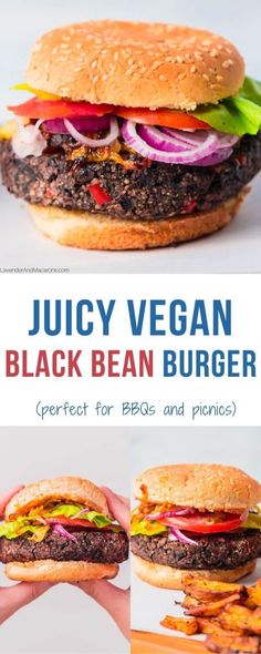 juicy vegan black bean burger perfect for bbq and picnics