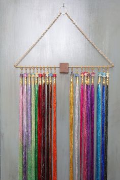 Hanging Hair Tinsel for Hair Salons, 17 Colors & Wall Display, 26 or 36 Inch Options, Wall Display Sold Separately - Etsy Hair Tinsel Holder, Fairy Hair Display, How To Organize Hair Tinsel, Hair Tinsel Extensions, Storing Hair Tinsel, Hair Tinsel Display Ideas, Tinsel Storage, How To Store Hair Tinsel, Hair Extension Display Wall