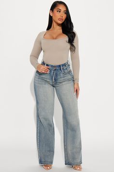 Sydney Scoop Neck Bodysuit - Stone | Fashion Nova, Bodysuits | Fashion Nova Comfy Casual Outfits, Stone Fashion, Scoop Neck Bodysuit, Fashion Nova Outfits, Scoop Neck Long Sleeve, Fashion Nova Models, Plus Size Fits, Bodysuit Fashion, Dressy Casual