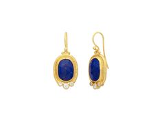 24 karat yellow gold2 Rose cut Lapis, 9.40 total carat weight6 Round Diamonds, 0.45 total carat weightItem# 805-01525 Lapis Earrings, Rose Cut, Fashion Earrings, Round Diamonds, Women's Earrings, Beaded Jewelry, Gems, Diamonds, Yellow