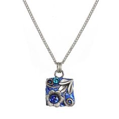 "Michal Golan's classic Cerulean series is one of her most popular collections. The bright blue and aqua theme is accentuated by organic silver designs. Item Details: -Materials: Swarovski crystals, European glass cabochons, glass beads, enamel -Metal: Sterling silver electroplated over brass -Size: Chain adjustable 14-18\", pendant 3/4\" -Lobster claw clasp -Handmade in our NYC studio -Complimentary gift wrapping Item Number: N4351 +Jewelry will be shipped wrapped in a Michal Golan Branded Box+ Elegant Blue Sterling Silver Crystal Necklace, Elegant Blue Crystal Sterling Silver Necklace, Elegant Blue Sterling Silver Crystal Necklaces, Blue Nickel-free Crystal Necklace As Gift, Blue Crystal Necklace Gift, Blue Crystal Necklace As Gift, Blue Crystal Necklaces For Gifts, Blue Crystal Necklaces As A Gift, Blue Metal Crystal Necklaces For Jewelry Making