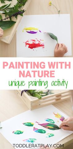 kids are painting with nature on paper and using paint to create their own art project