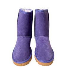 Color: Purple - Round Toe - Slip-On Style - Suede Construction - Grip Sole - Lined - Approx. 8" Shaft Height, 15.2" Opening Circumference Materials: Textile Upper, Rubber Sole Pull Up, Pull Ups, Color Purple, Rubber Sole, Faux Fur, Slip On, Womens Sizes, Size 6, Women Shoes