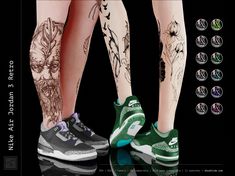 two legs with tattoos and sneakers on them