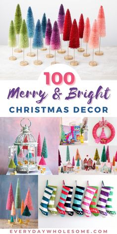 christmas decorations and crafts are featured in this postcard with the words merry and bright christmas decor