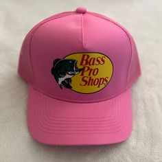 New Never Worn Pink Bass Pro Shop Trucker Hat .The Hat Is Original Made By Bass Pro Shop.The Hat Has Adjustable Strap In The Back. Vintage Pink Snapback Trucker Hat, Pink Vintage Snapback Trucker Hat, Retro Pink Hat With Flat Brim, Retro Pink Hat For Streetwear, Retro Pink Flat Brim Hat, Pink Retro Flat Brim Hat, Retro Pink Snapback Hat With Curved Brim, Retro Pink Snapback Hat, Summer Wishlist