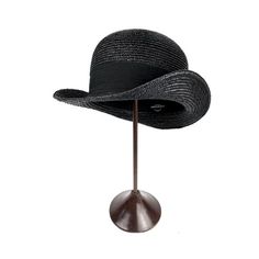 Classic derby hat made in 8/9 milimeters black straw braid. Adorned with an excellent 50 millimeters wide black grosgrain ribbon and finished with a bow to the right of the hat.Custom hat options:1- You can choose between a grosgrain ribbon inside or a genuine leather inner band.2- I usually wear a black grosgrain ribbon as a hat trim, but if you want you can choose your favorite color from my grosgrain color chart. Just write a brief note when you place the order. The price is the same.For its Mens Derby Hats, Classic Summer Style, Edwardian Hat, Black Straw Hat, Black Fedora Hat, Mens Fedora, Black Fedora, Bowler Hat, Hat Custom