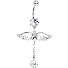 an angel belly ring with crystal stones on it